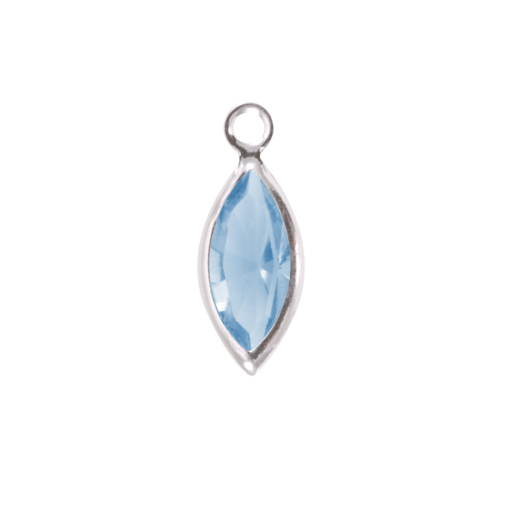 Charms & Solderable Accents Swarovski Crystal Navette Silver Charm (Aquamarine - MARCH)
